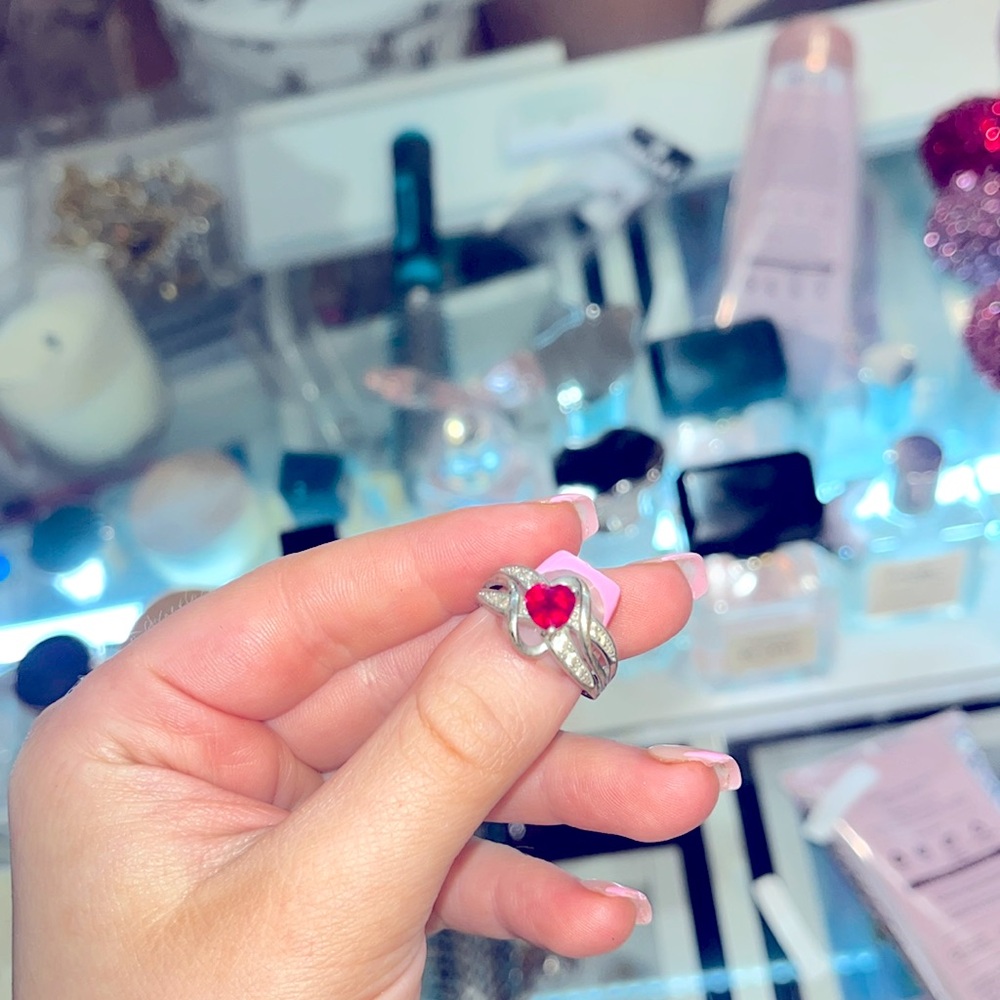 Real ruby ring with diamonds